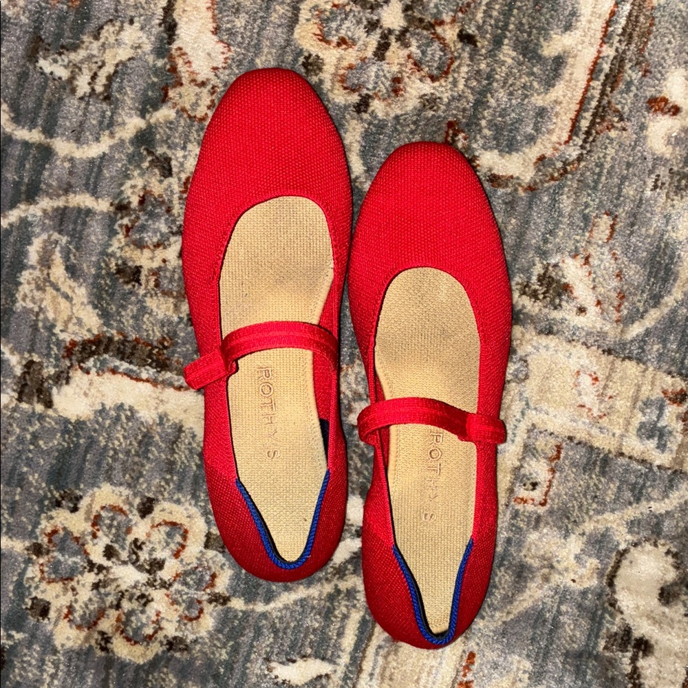 Rothy's Vibrant Red Mary Jane Flats